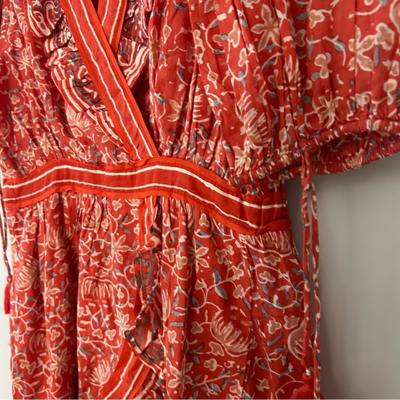 Cleobella Blair Red Printed Puff Sleeve Mini Dress - Picture 5 of 8